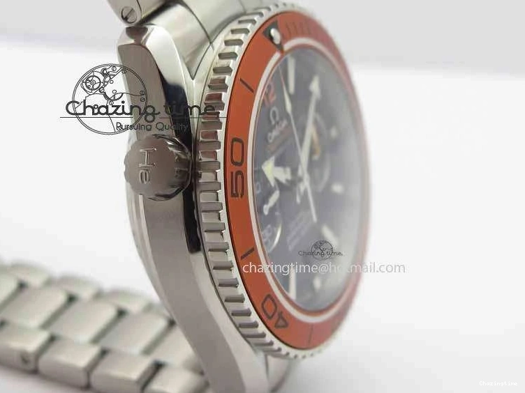 0320 Sophisticated Planet Ocean Master Chronometer Chrono SS OM 1:1 Best Edition Orange On SS Bracelet A 8156